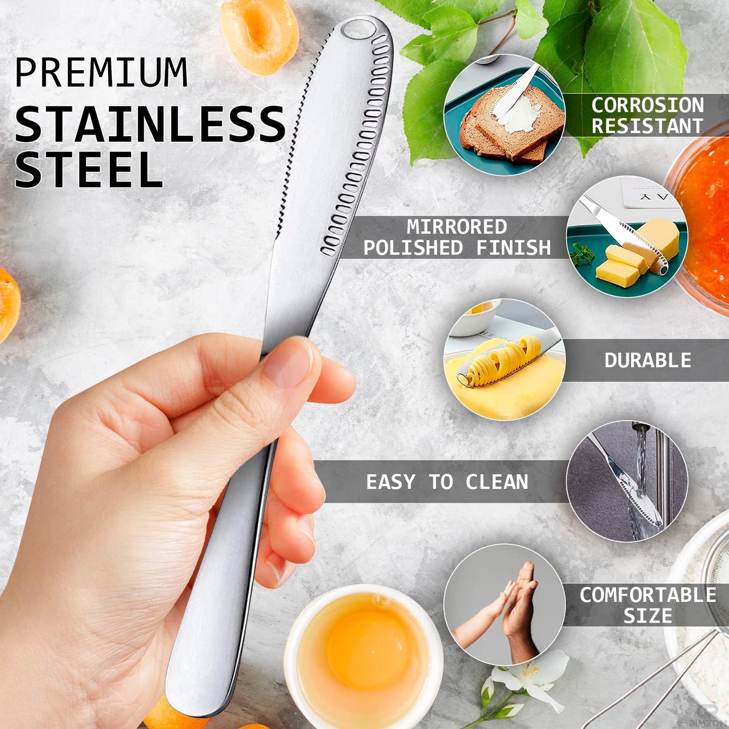 3-in-1 Stainless Steel Butter Spreader & Curler Knife | Serrated Edge & Holes | Cheese Knife & Kitchen Gadget