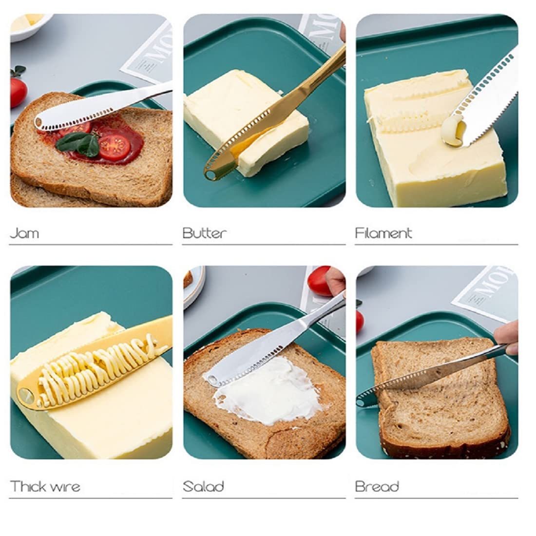3-in-1 Stainless Steel Butter Spreader & Curler Knife | Serrated Edge & Holes | Cheese Knife & Kitchen Gadget
