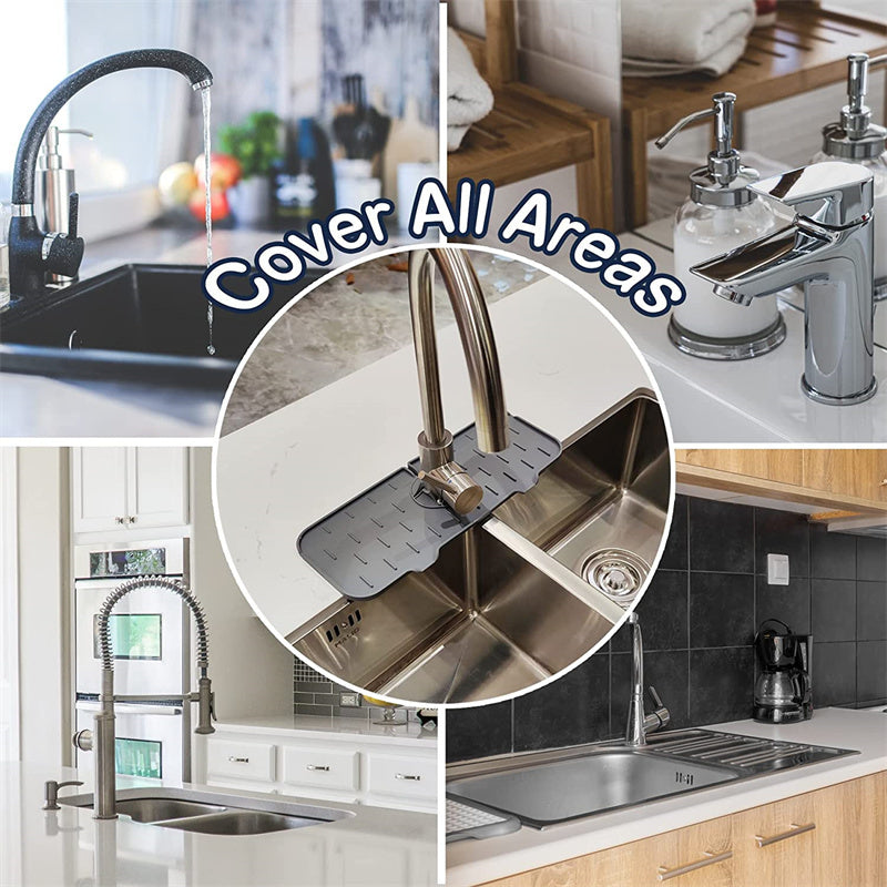 Silicone Faucet Splash Guard & Absorbent Mat - Ultimate Sink Protector for Kitchen & Bathroom