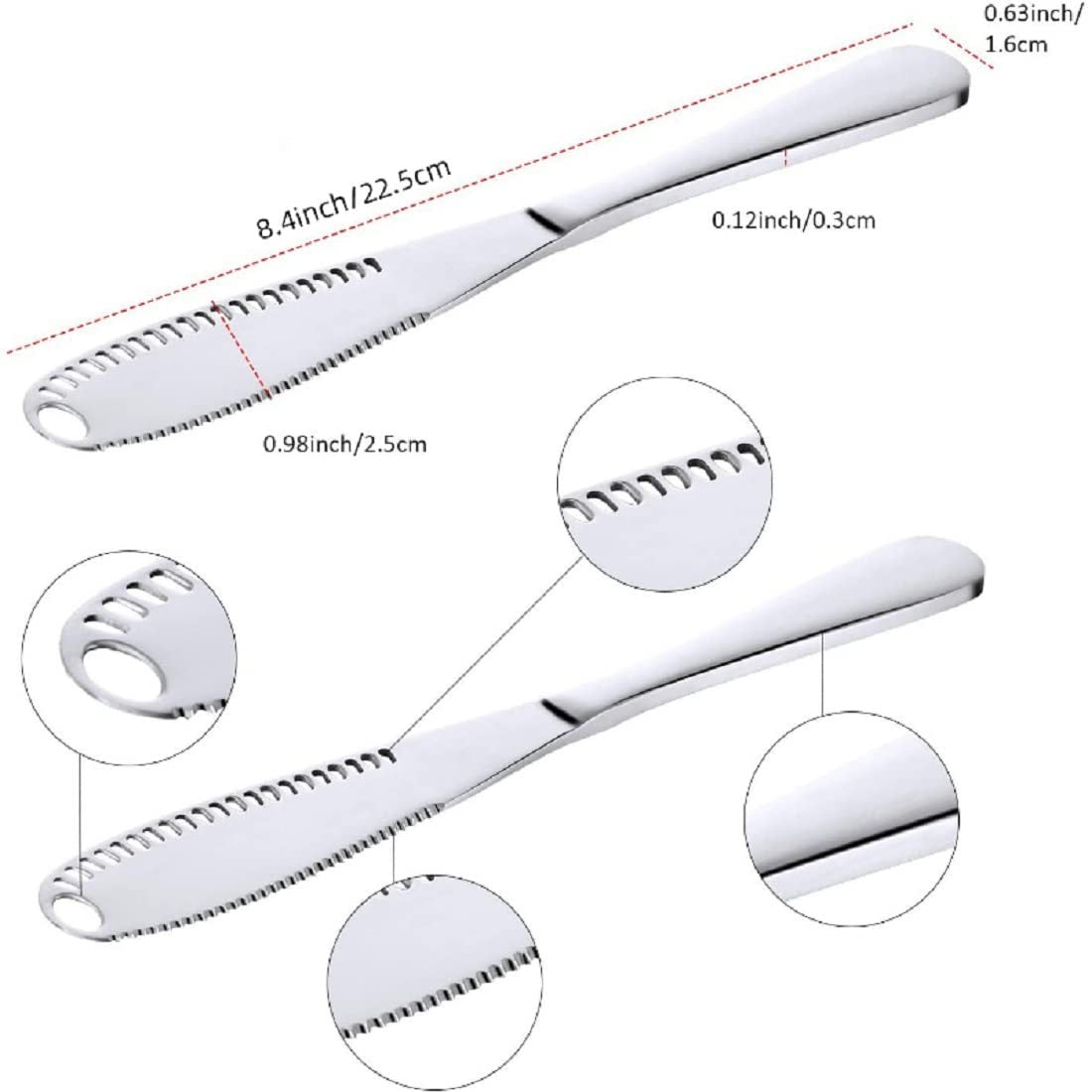 3-in-1 Stainless Steel Butter Spreader & Curler Knife | Serrated Edge & Holes | Cheese Knife & Kitchen Gadget