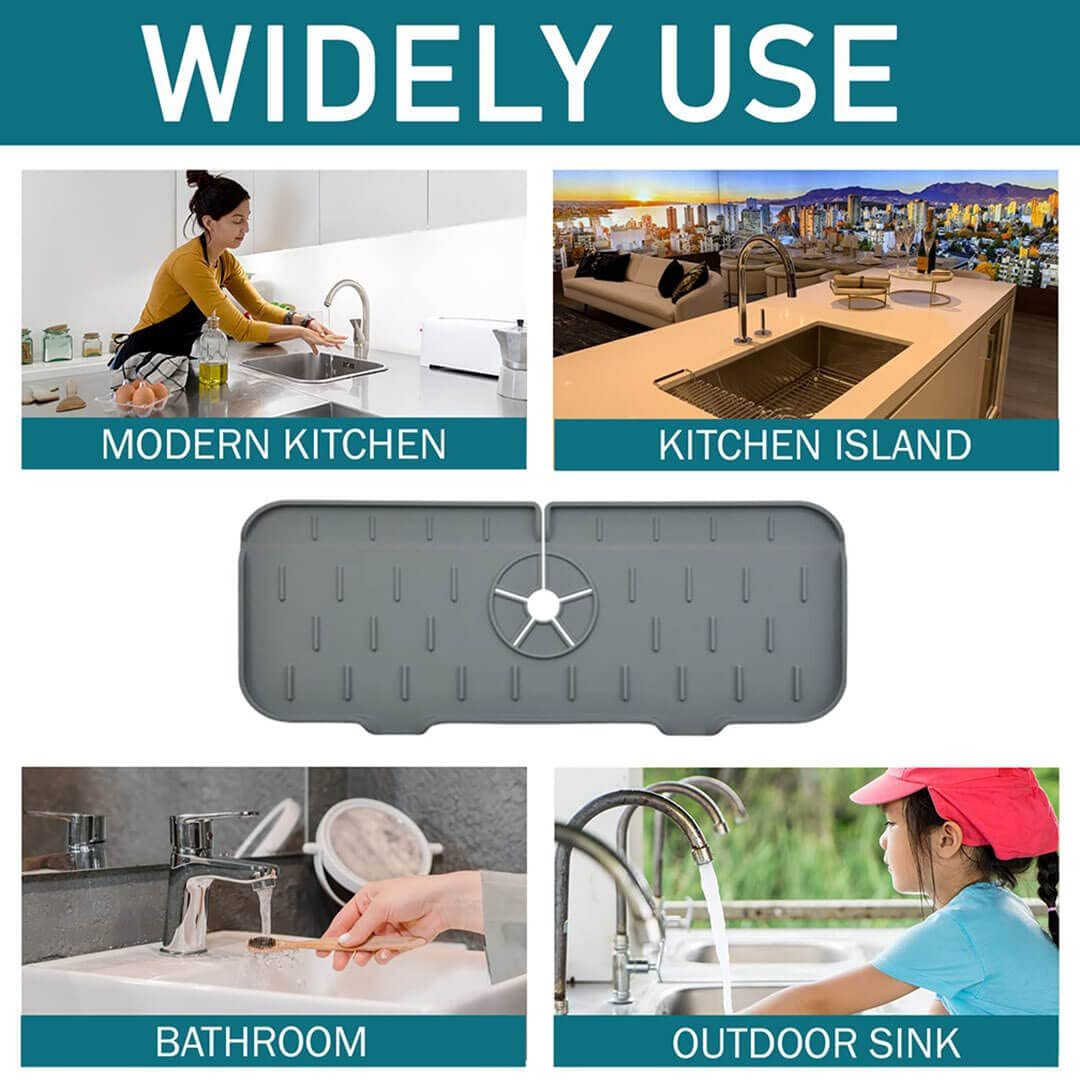 Silicone Faucet Splash Guard & Absorbent Mat - Ultimate Sink Protector for Kitchen & Bathroom
