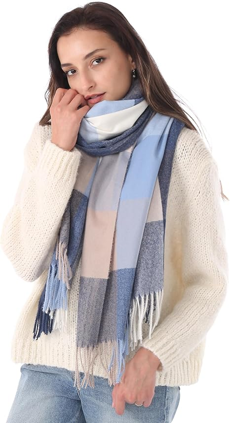 Plaid Warm Blanket Scarf for Winter