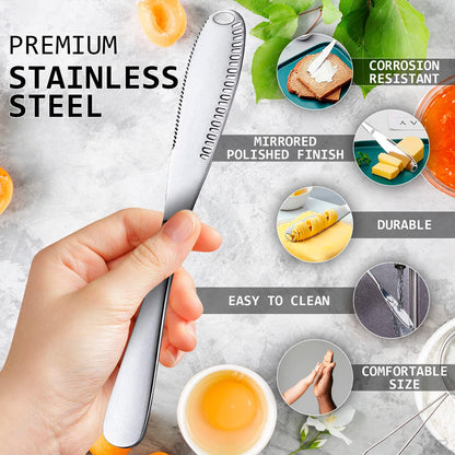 3-in-1 Stainless Steel Butter Spreader & Curler Knife | Serrated Edge & Holes | Cheese Knife & Kitchen Gadget