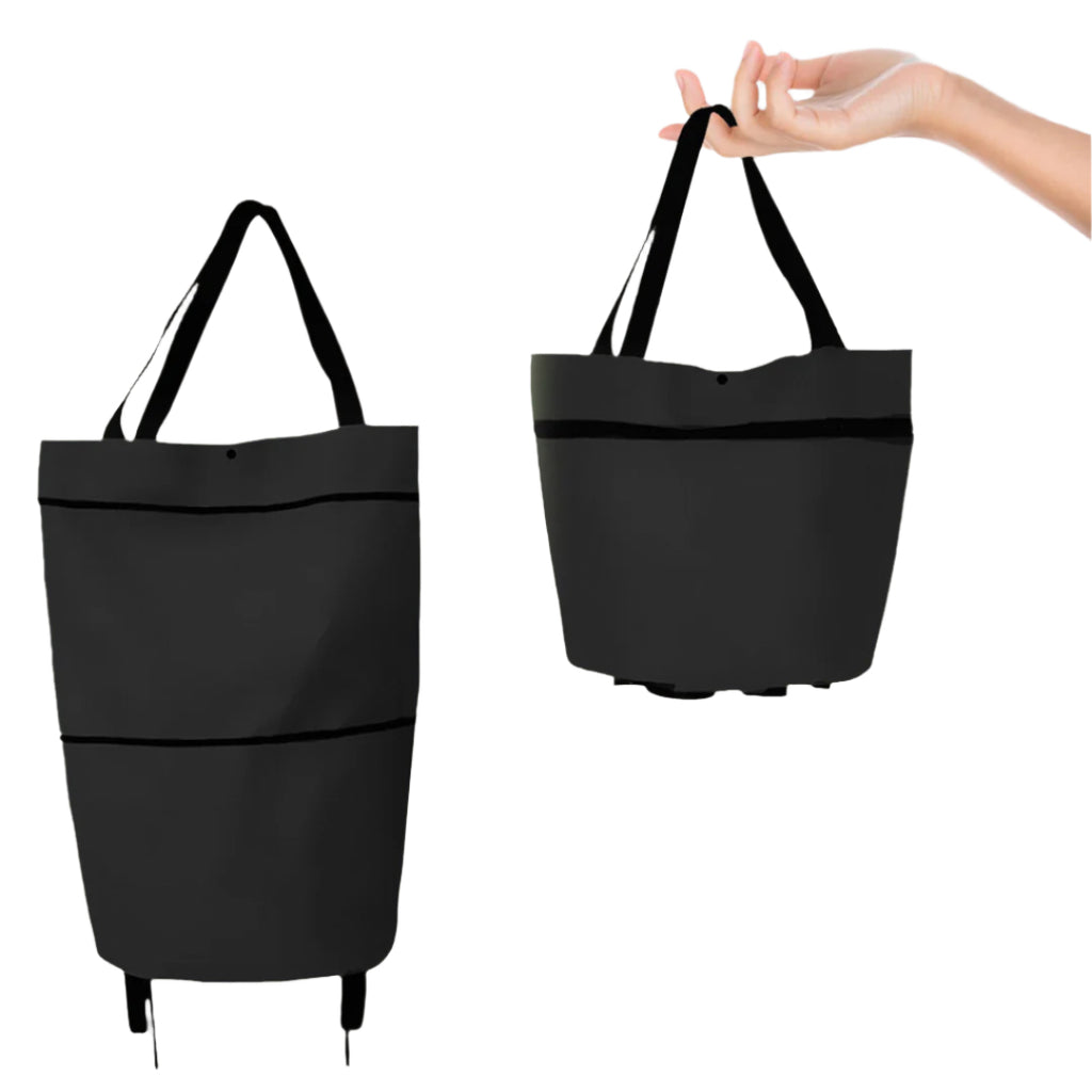 2 in 1 Foldable Shopping Cart with Wheels Premium Oxford Fabric Multifunction Shopping Bag Organizer High Capacity