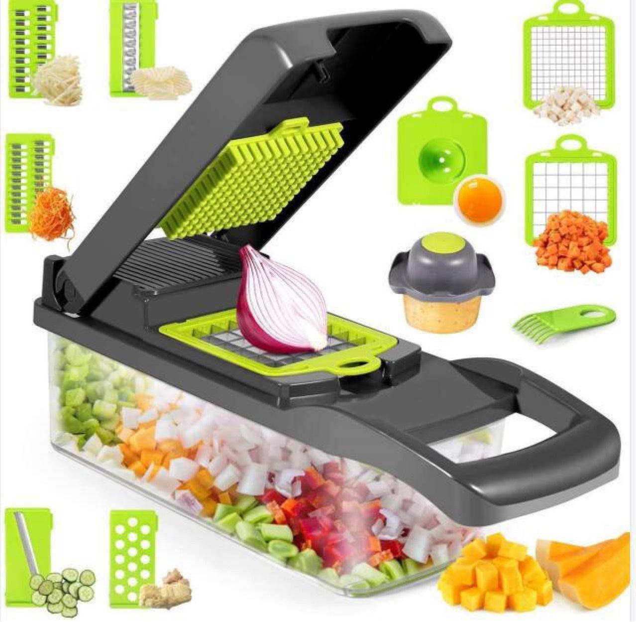 12-in-1 Manual Vegetable Chopper & Slicer - Ultimate Kitchen Gadget for Easy Food Prep