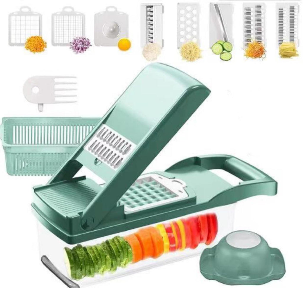 12-in-1 Manual Vegetable Chopper & Slicer - Ultimate Kitchen Gadget for Easy Food Prep
