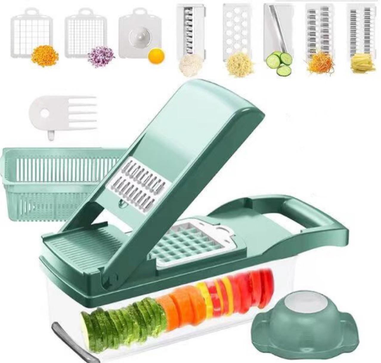 12-in-1 Manual Vegetable Chopper & Slicer - Ultimate Kitchen Gadget for Easy Food Prep