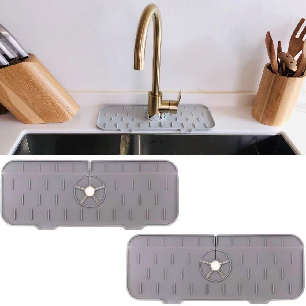 Silicone Faucet Splash Guard & Absorbent Mat - Ultimate Sink Protector for Kitchen & Bathroom