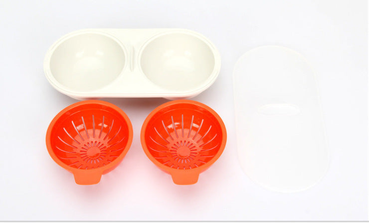 Microwave Egg Poacher: Double Cup Egg Boiler - Food Grade Kitchen Cookware