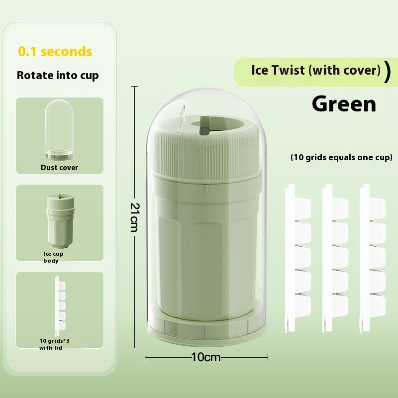 Ice Cube Maker & Dispenser: Twisting Ice Tray with Rotating Release & Cover for Easy Freezer Storage