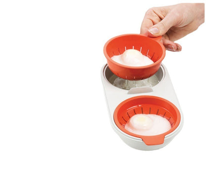 Microwave Egg Poacher: Double Cup Egg Boiler - Food Grade Kitchen Cookware