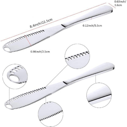 3-in-1 Stainless Steel Butter Spreader & Curler Knife | Serrated Edge & Holes | Cheese Knife & Kitchen Gadget