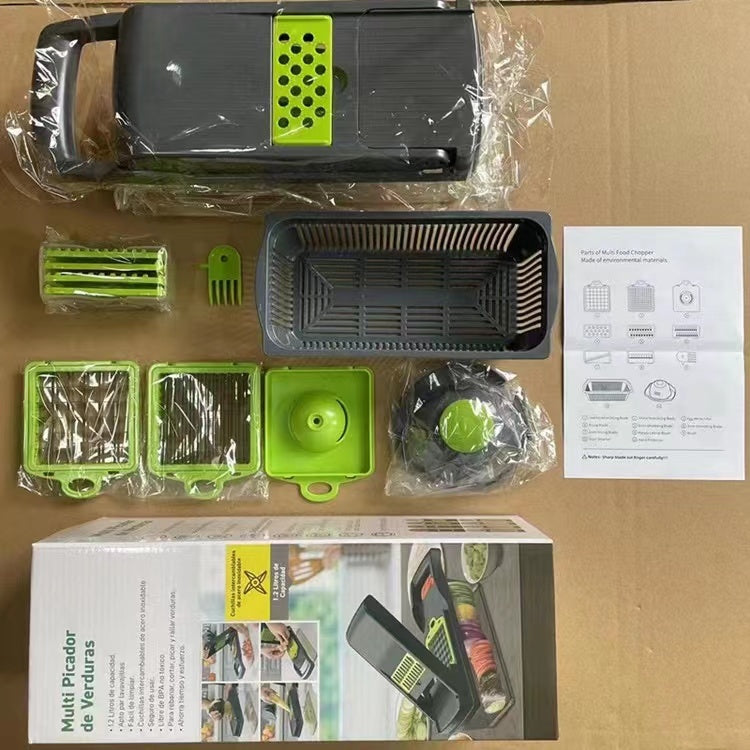 12-in-1 Manual Vegetable Chopper & Slicer - Ultimate Kitchen Gadget for Easy Food Prep