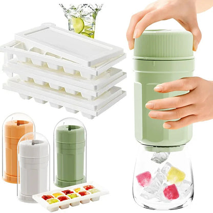 Ice Cube Maker & Dispenser: Twisting Ice Tray with Rotating Release & Cover for Easy Freezer Storage