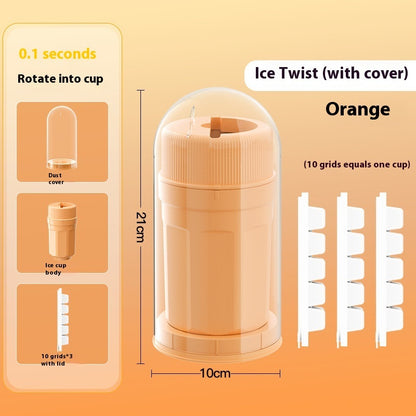 Ice Cube Maker & Dispenser: Twisting Ice Tray with Rotating Release & Cover for Easy Freezer Storage