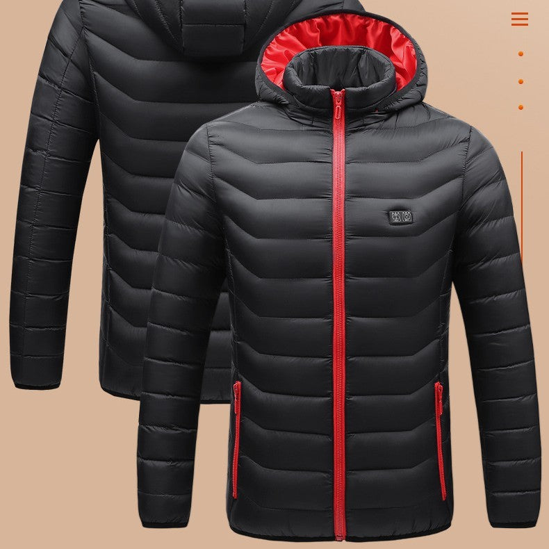 Men's 9-Zone Heated Jacket | Electric Heating, Insulated Hood, Windproof Coat.