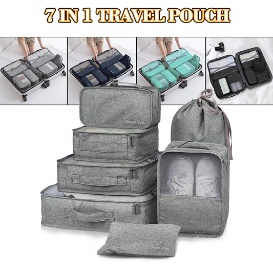 TravelMate: 7-Piece Packing Cube Set for Organized Adventures