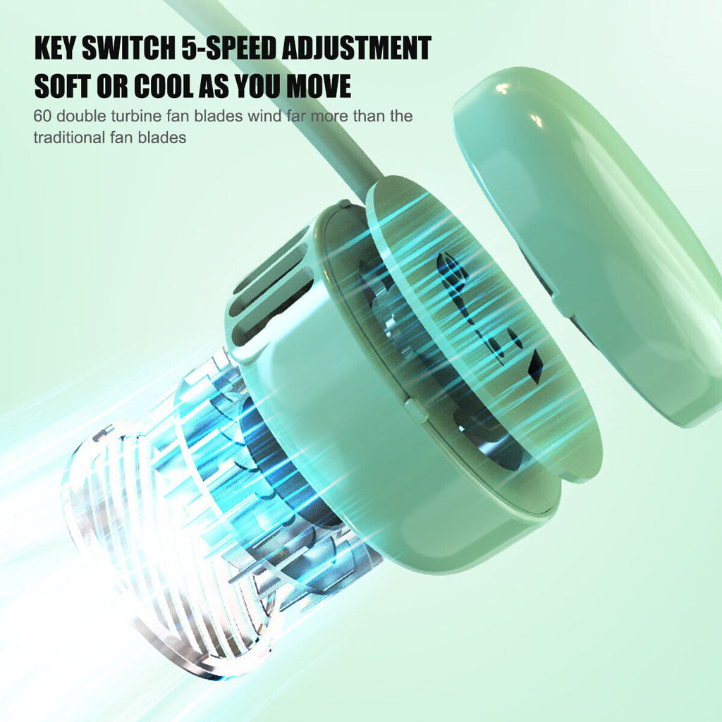 Neck Breeze Pro: Portable 5-Speed Wearable Personal Fan for Cool Comfort Anywhere