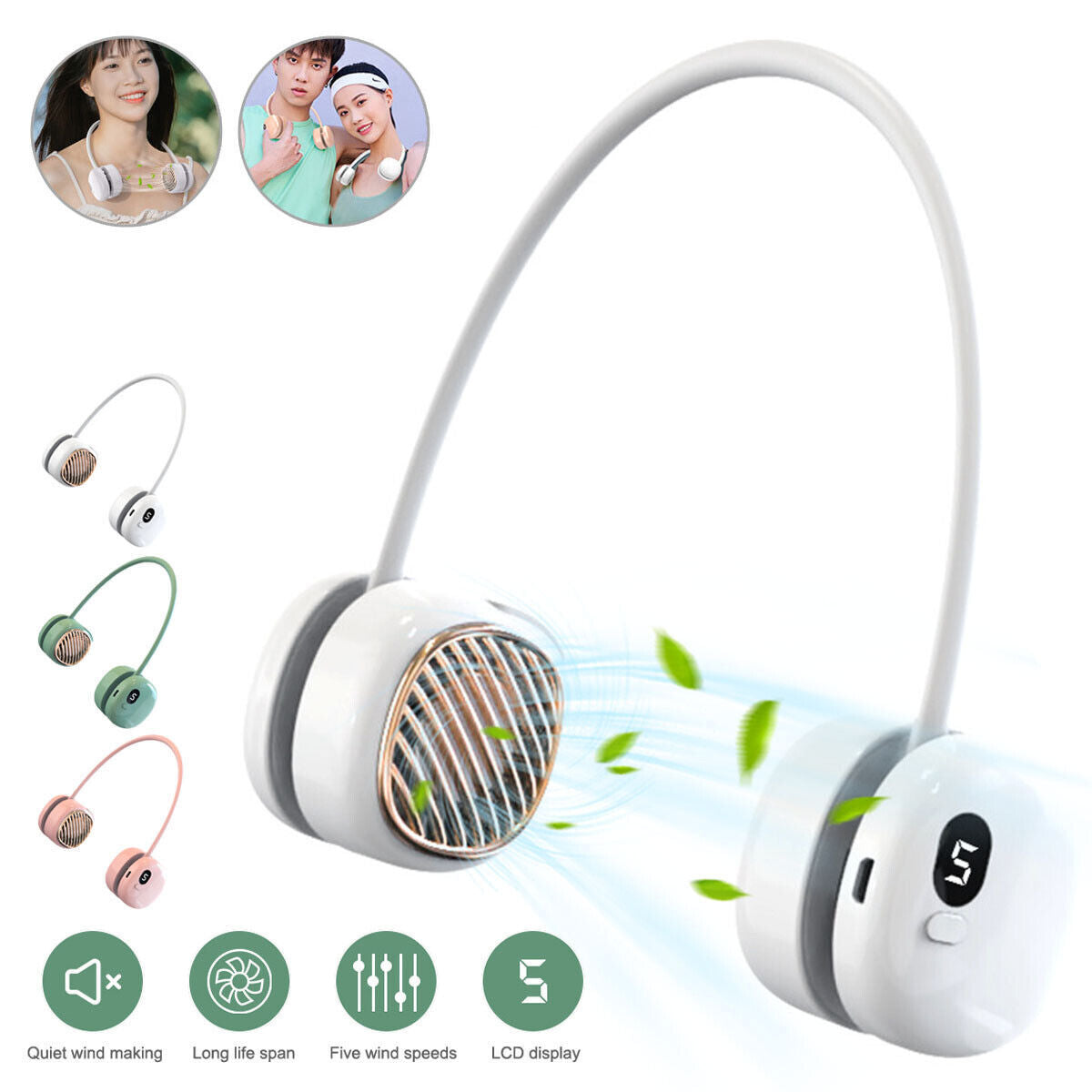 Neck Breeze Pro: Portable 5-Speed Wearable Personal Fan for Cool Comfort Anywhere