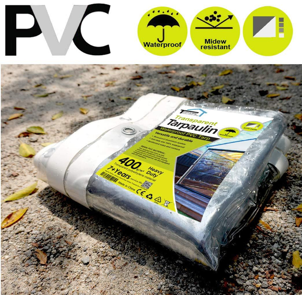 ClearGuard: Heavy Duty Waterproof PVC Transparent Tarpaulin - Protect Your Space with Clarity