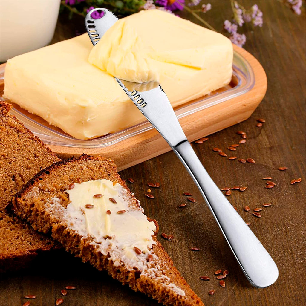 3-in-1 Stainless Steel Butter Spreader & Curler Knife | Serrated Edge & Holes | Cheese Knife & Kitchen Gadget