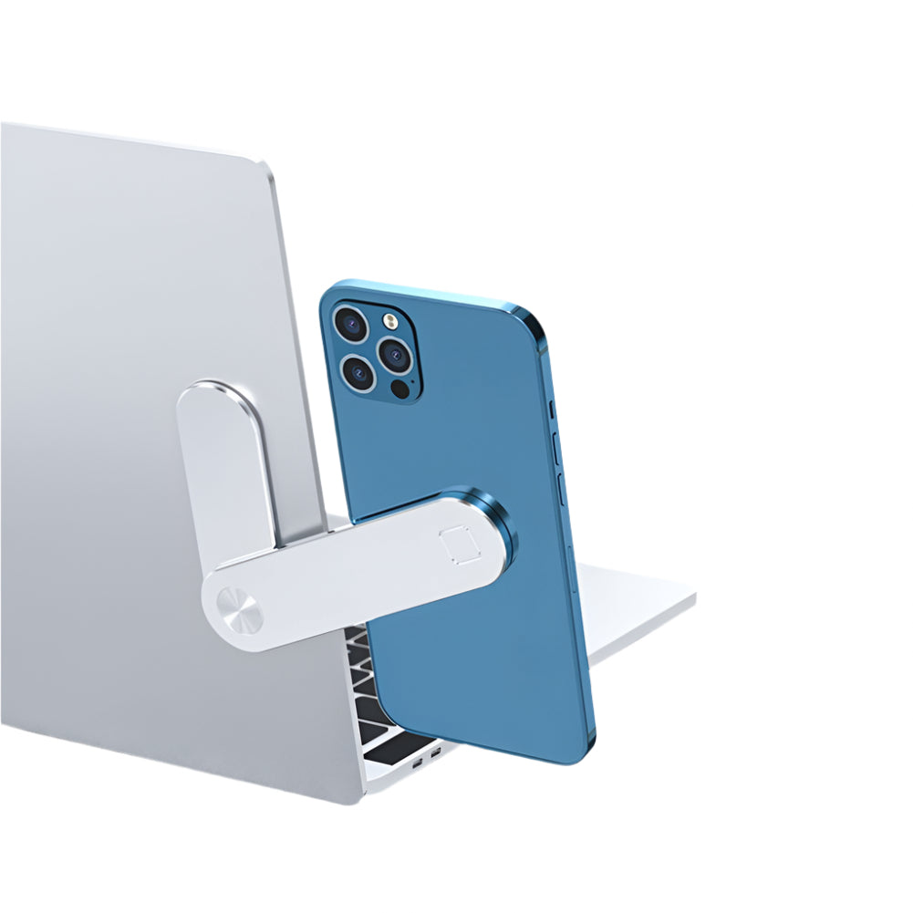 Adjustable Magnetic Laptop Side Mount Clip - Foldable Aluminium Dual Screen Holder for Phones and Tablets