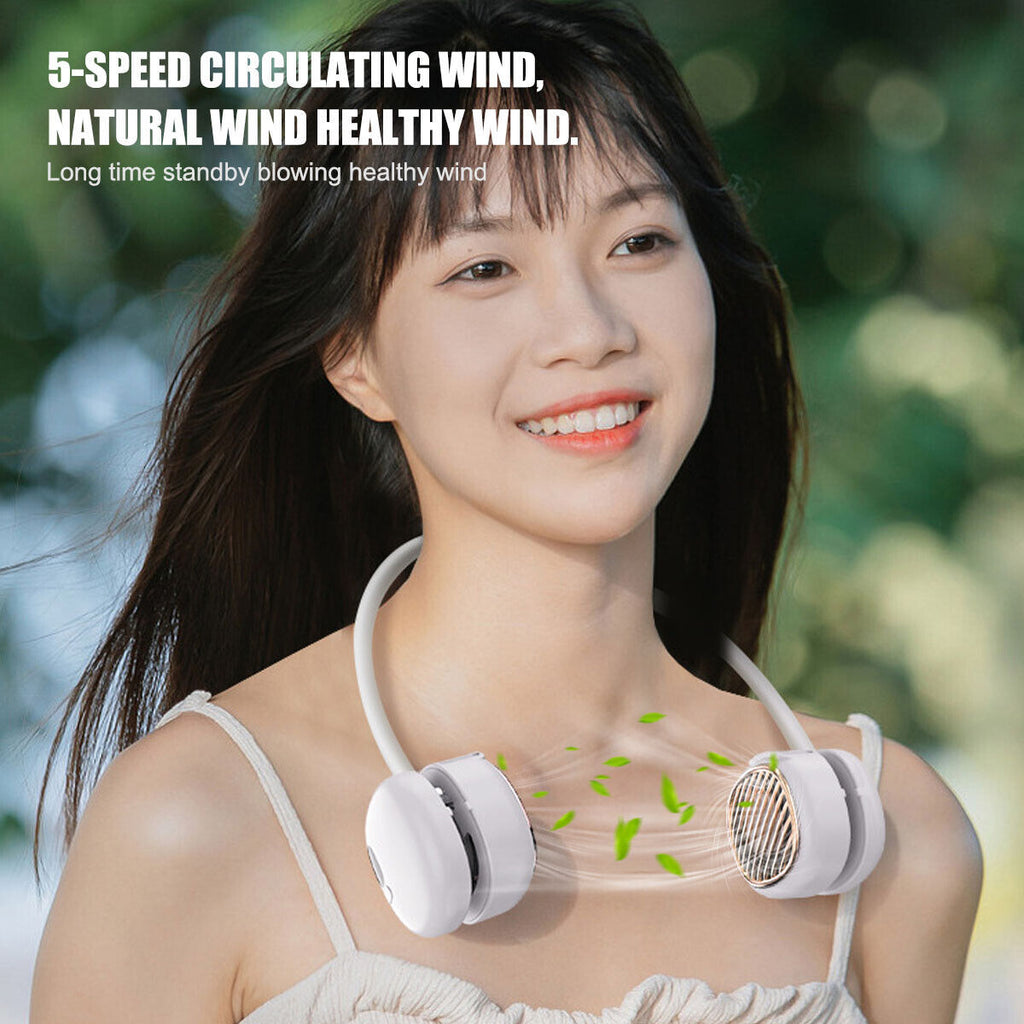 Neck Breeze Pro: Portable 5-Speed Wearable Personal Fan for Cool Comfort Anywhere