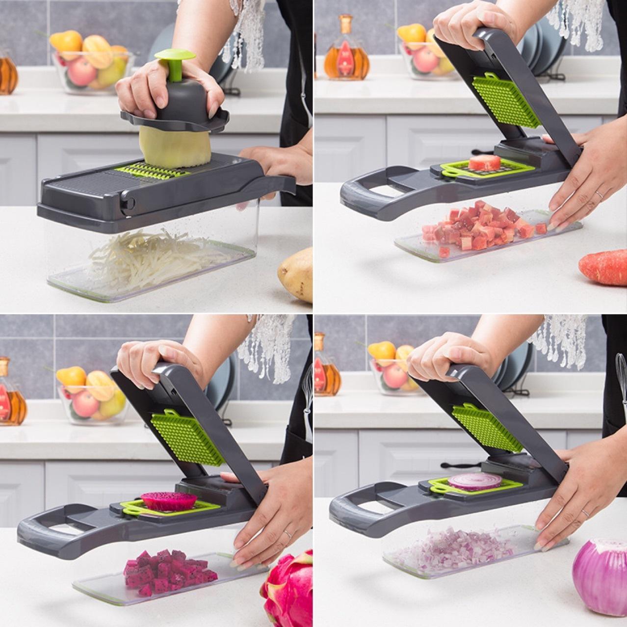 12-in-1 Manual Vegetable Chopper & Slicer - Ultimate Kitchen Gadget for Easy Food Prep