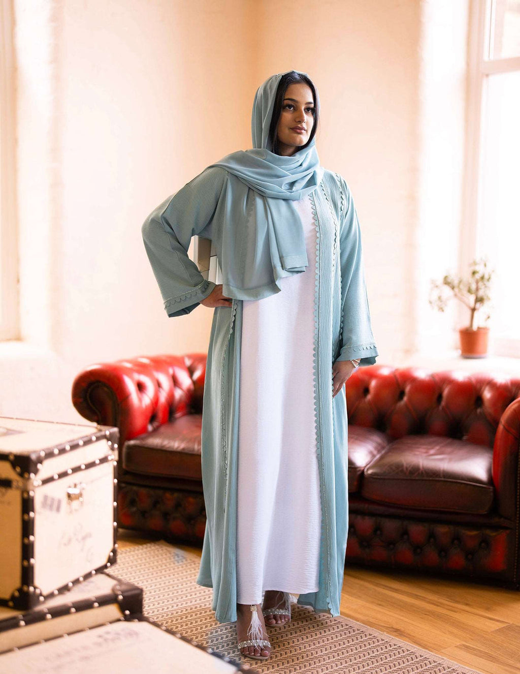 Mint Green Open 'Melina' Abaya