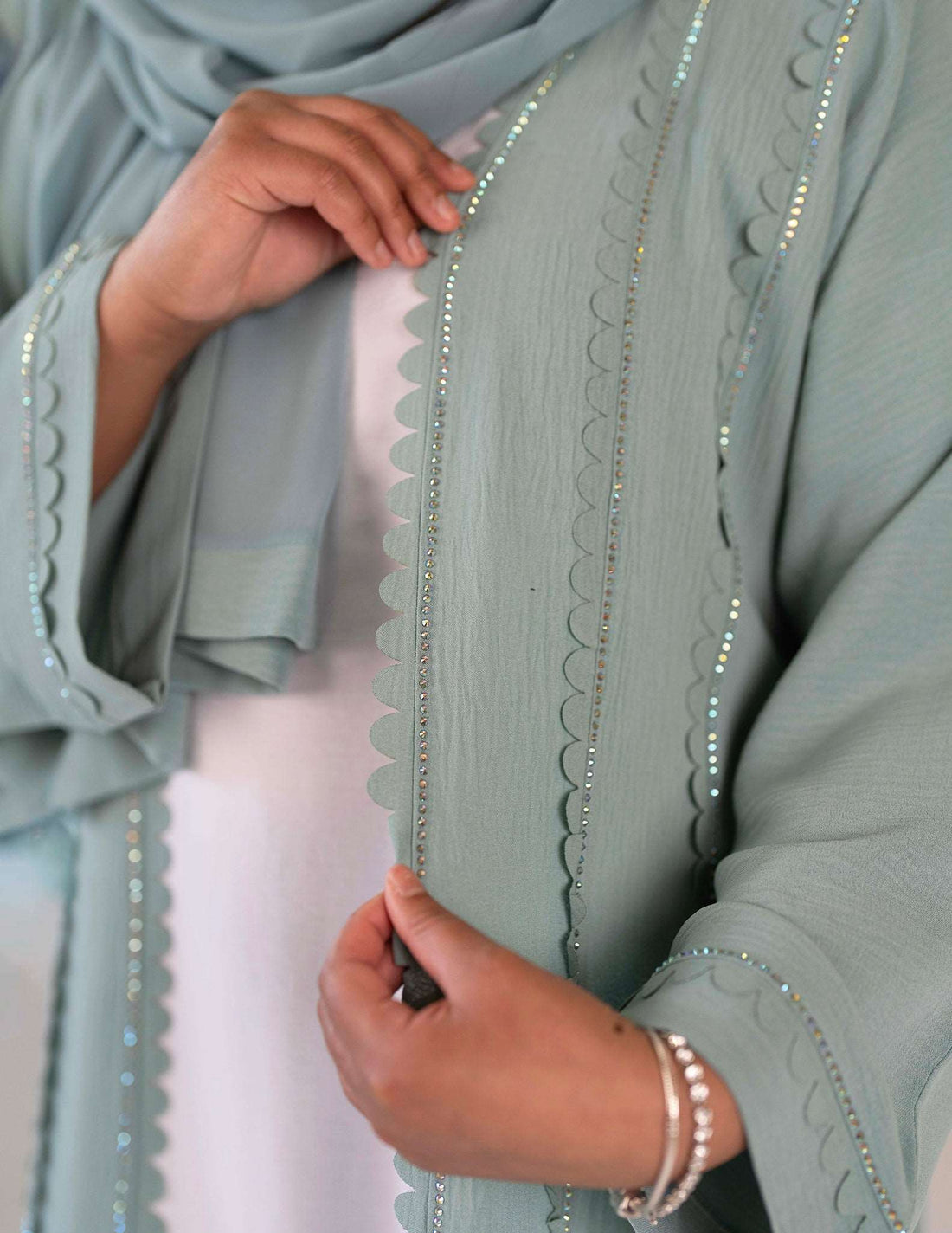 Mint Green Open 'Melina' Abaya
