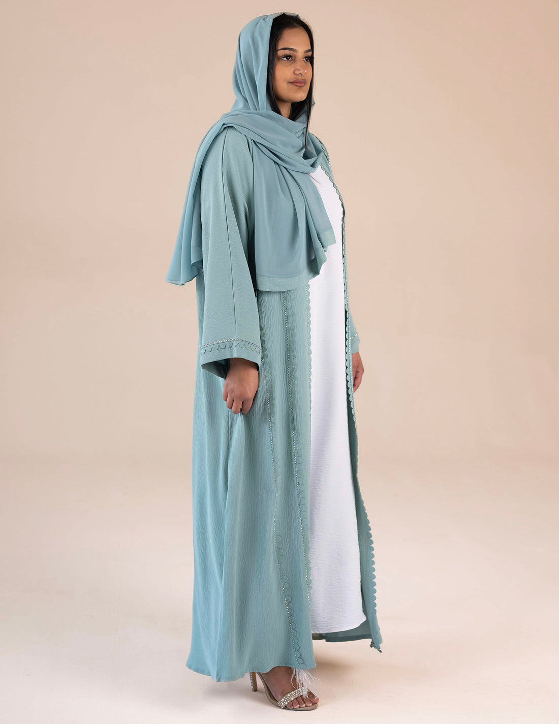 Mint Green Open 'Melina' Abaya