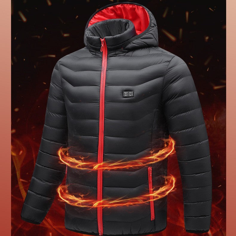 Men's 9-Zone Heated Jacket | Electric Heating, Insulated Hood, Windproof Coat.