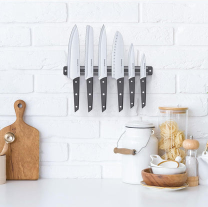 Magnetica: 6-Piece Knife Set with Sleek Magnetic Knife Strip - Organize Your Kitchen in Style