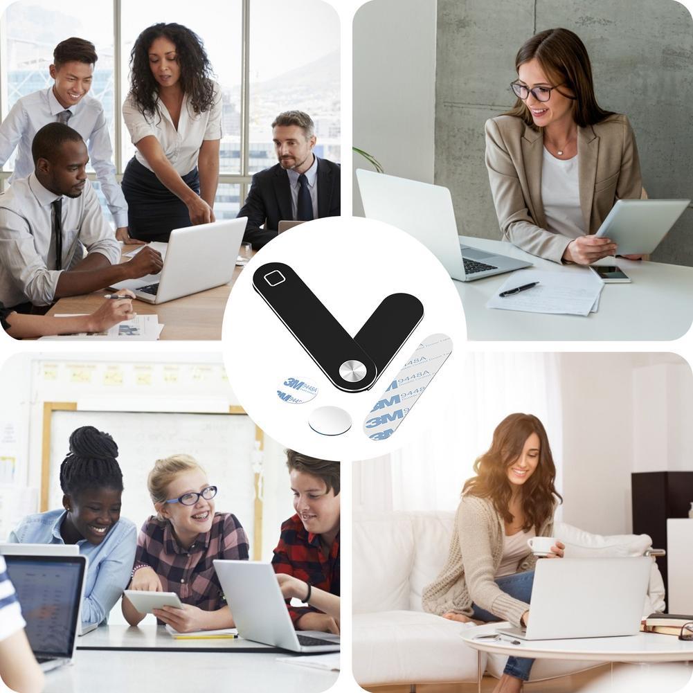 Adjustable Magnetic Laptop Side Mount Clip - Foldable Aluminium Dual Screen Holder for Phones and Tablets