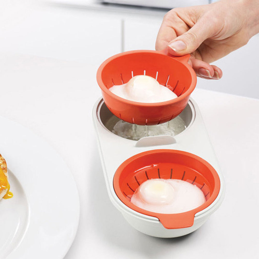Microwave Egg Poacher: Double Cup Egg Boiler - Food Grade Kitchen Cookware