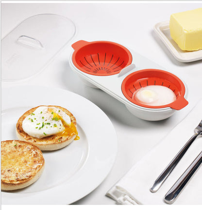 Microwave Egg Poacher: Double Cup Egg Boiler - Food Grade Kitchen Cookware