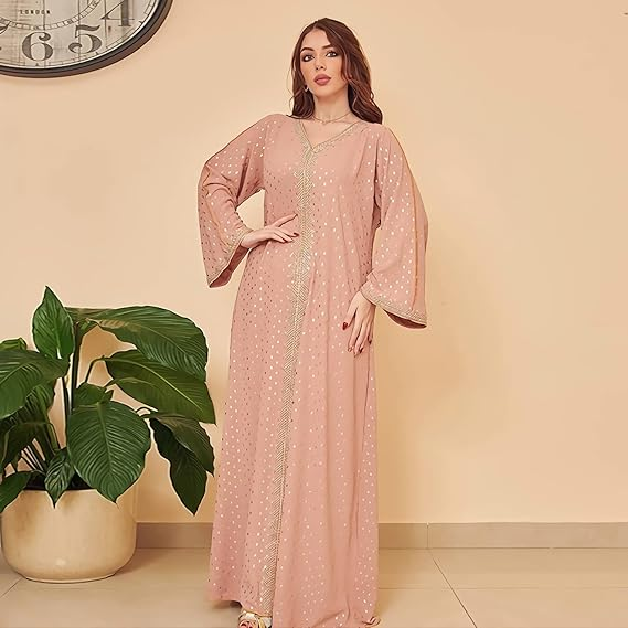 FPOVFPO Women's Muslim Abaya One-Piece V Neck