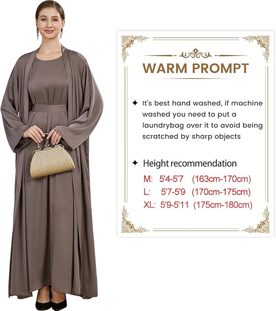 Khalat Women’s Muslim Abaya Dress 3-Piece Set