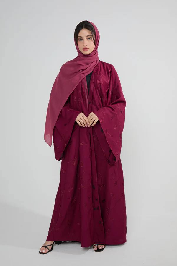 Ruby Noor Embroidered Open Abaya