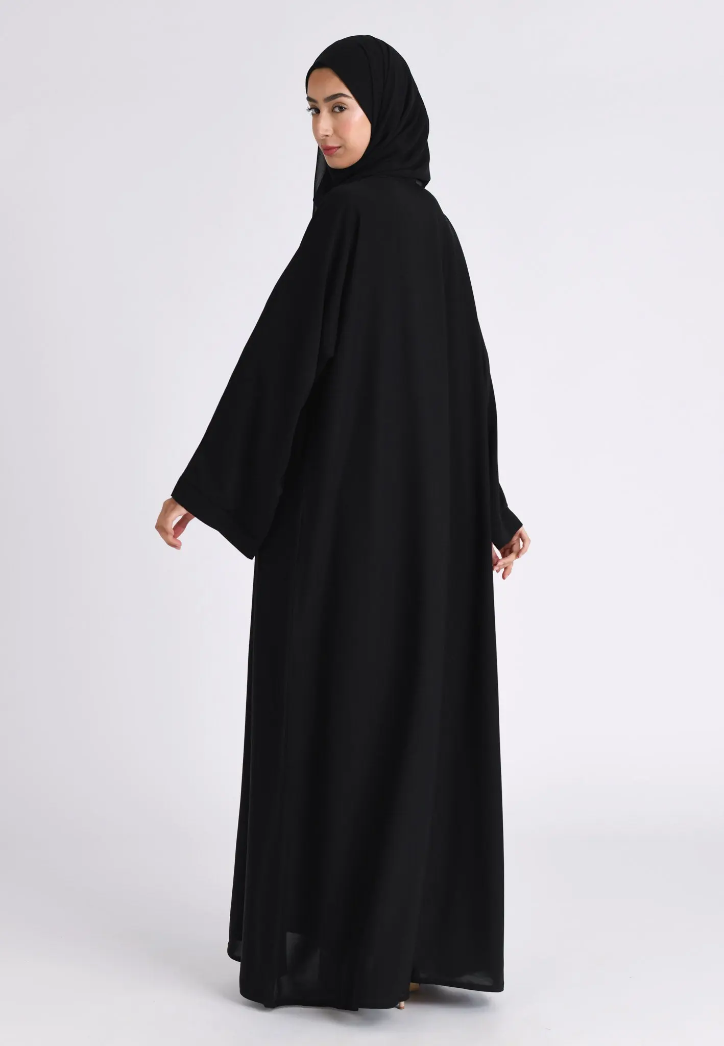 Plain Black Open Abaya (Premium)