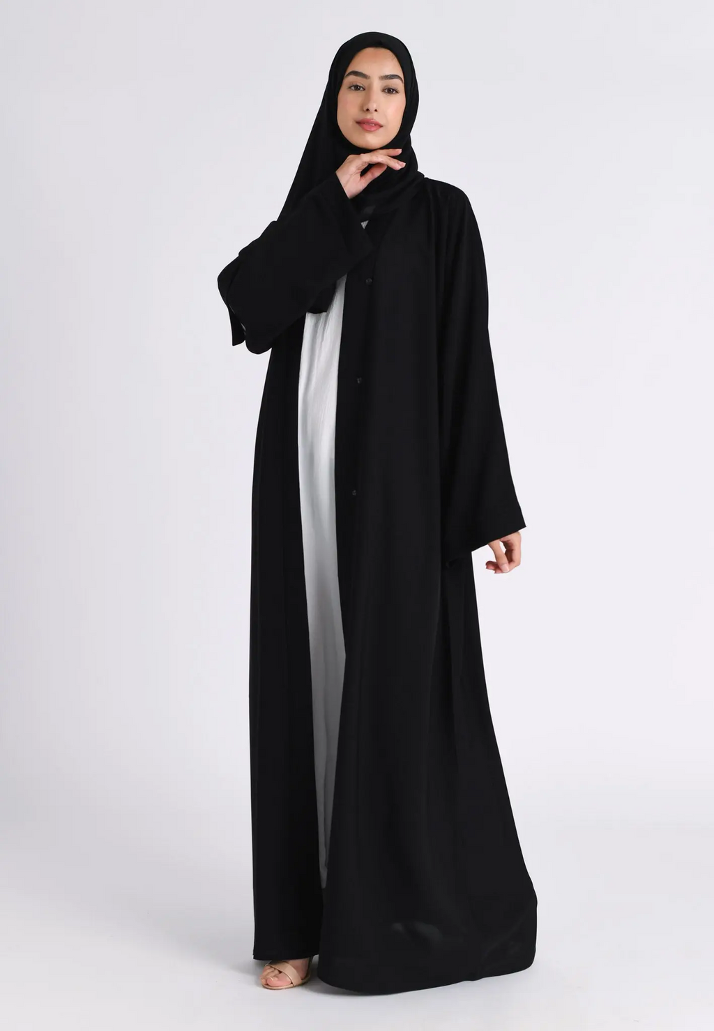 Plain Black Open Abaya (Premium)