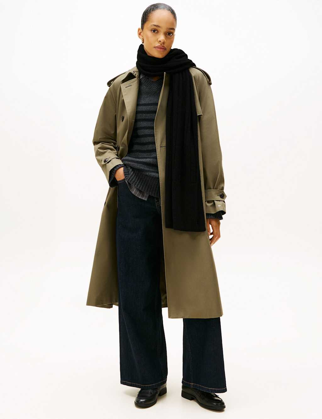 Flag Fluffy Knitted Scarf with Wool