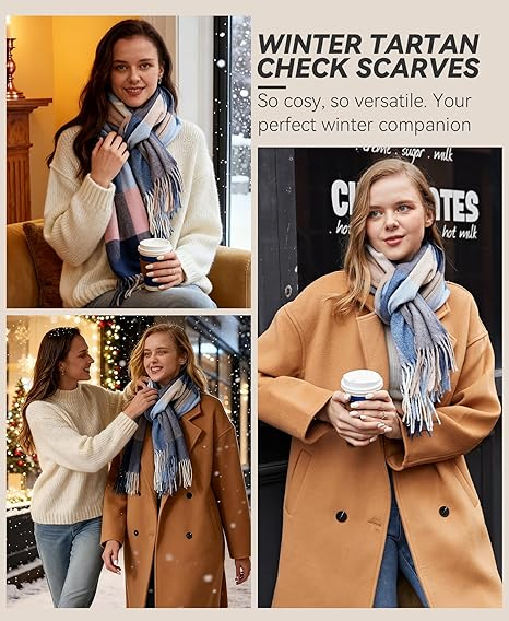 Plaid Warm Blanket Scarf for Winter