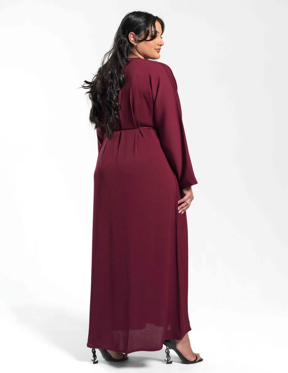 Closed Abaya with Diamante Beadwork - Ruby Red
