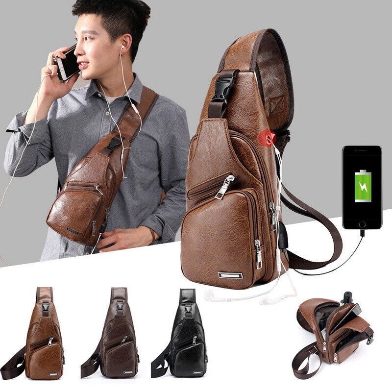 UrbanExplorer: Men's PU Chest Bag - Stylish Shoulder Sling for Travel & Sport