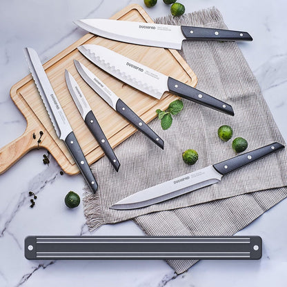 Magnetica: 6-Piece Knife Set with Sleek Magnetic Knife Strip - Organize Your Kitchen in Style